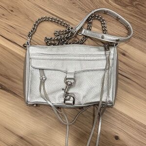 Rebecca Minkoff Silver Crossbody Bag with Chain Strap